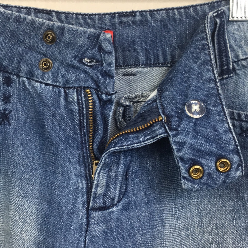 Mossimo Blue Jean Wide Leg Capris Size Large - Picture 6 of 11